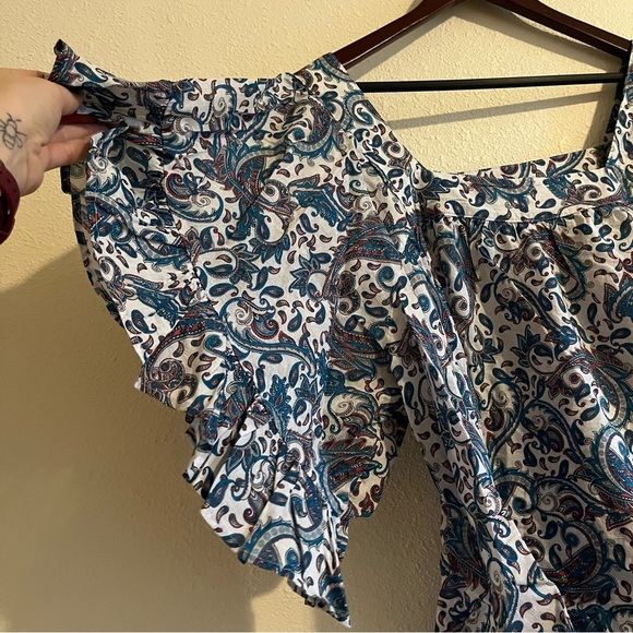 Terra & Sky Women's Plus Size Square Neck Paisley Blue Peasant Top Size 1X - Picture 7 of 13